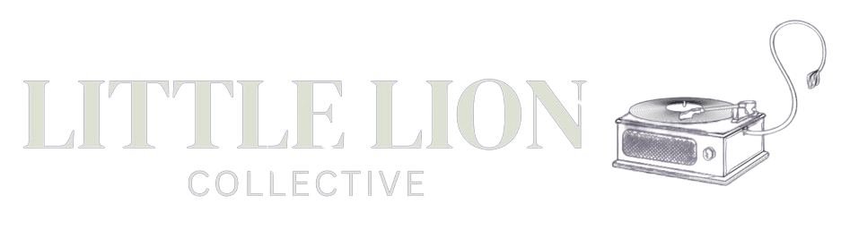 Little Lion Collective logo with a vintage turntable illustration on the right side.